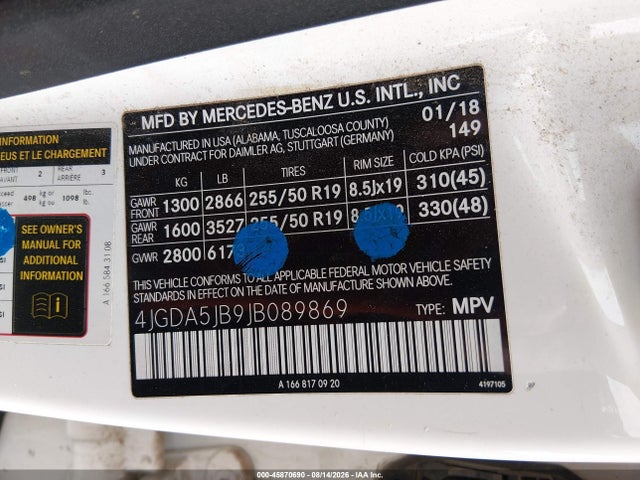 Mercedes-Benz GLE 350 2018 4JGDA5JB9JB089869 Image 9
