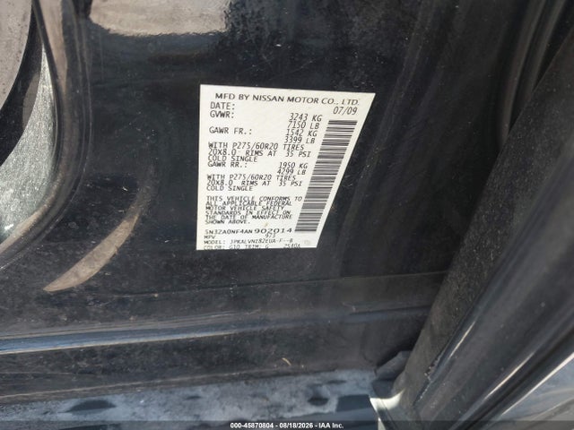 45870804 :رقم المزاد ، 5N3ZA0NF4AN902014 vin ، 2010 Infiniti Qx56 مزاد بيع