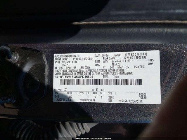 Ford F-150 Xlt 2016 1FTEW1EG6GFD46805 Image 9