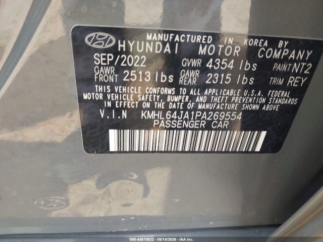 2023 Hyundai Sonata Sel მანქანა იყიდება აუქციონზე, vin: KMHL64JA1PA269554, აუქციონის ნომერი: 45870922
