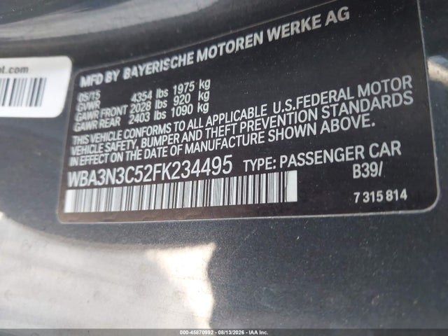 Aukcja sprzedaży 2015 Bmw 428i, vin: WBA3N3C52FK234495, numer aukcji: 45870992