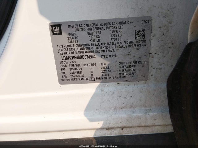 45871105 :رقم المزاد ، LRBFZPE40RD074964 vin ، 2024 Buick Envision Sport Touring Awd مزاد بيع