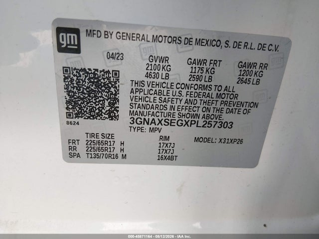 3GNAXSEGXPL257303 Chevrolet Equinox Awd Ls