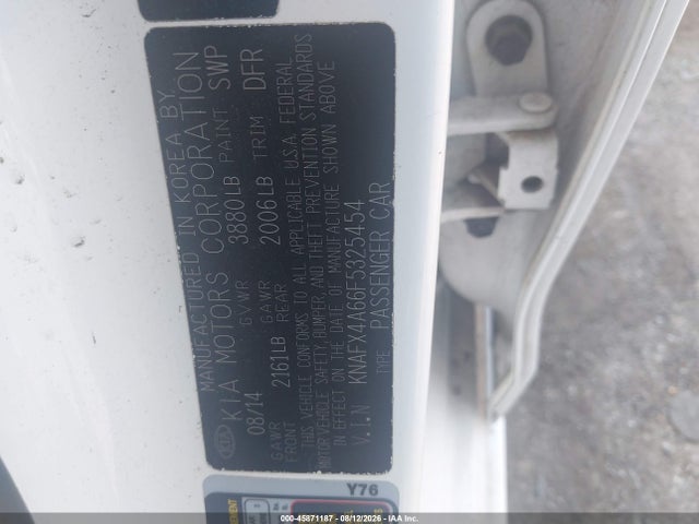 KNAFX4A66F5325454 KIA FORTE LX
