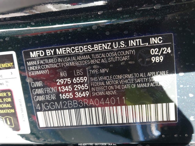 4JGGM2BB3RA044011 Mercedes-Benz Eqe 350+ Suv