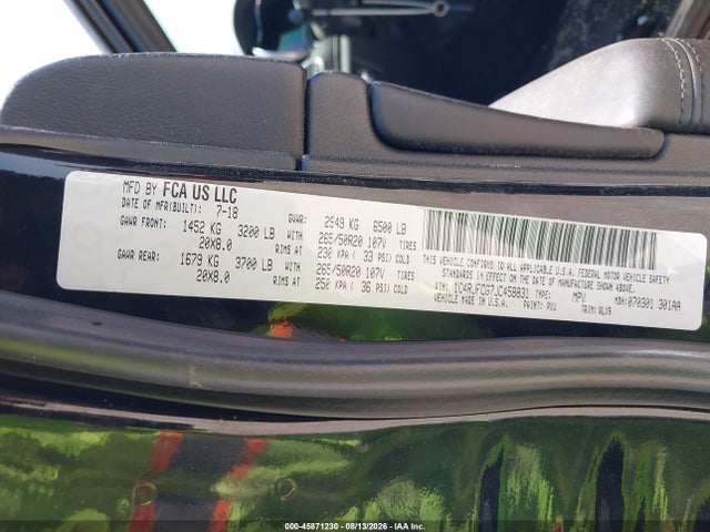 45871230 :رقم المزاد ، 1C4RJFCG7JC458831 vin ، 2018 Jeep Grand Cherokee High Altitude 4x4 مزاد بيع