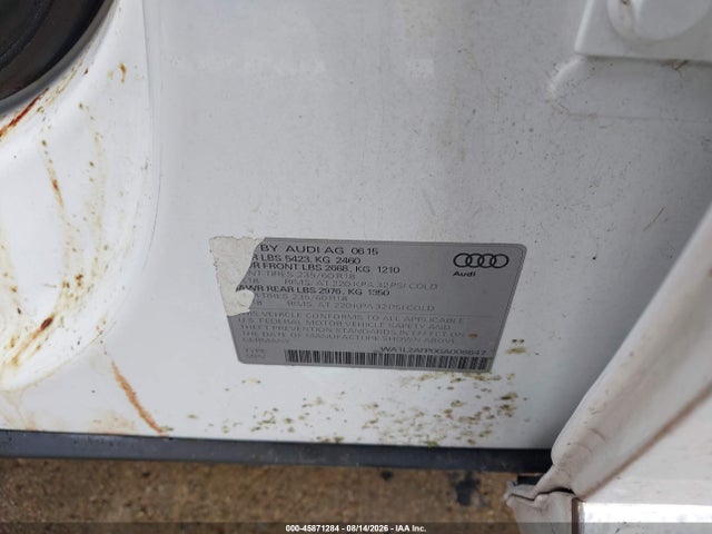 Aukcja sprzedaży 2016 Audi Q5 2.0t Premium, vin: WA1L2AFP0GA008647, numer aukcji: 45871284