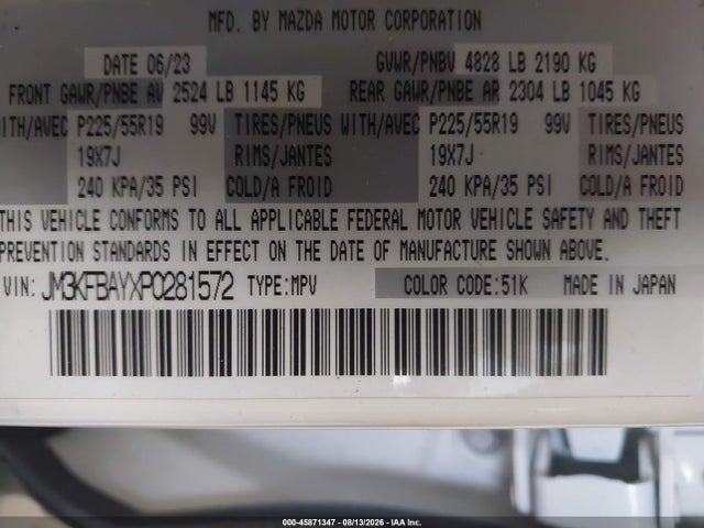 Продажа на аукционе авто 2023 Mazda Cx-5 2.5 Turbo, vin: JM3KFBAYXP0281572, номер лота: 45871347