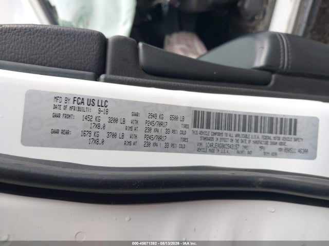 2019 Jeep Grand Cherokee Laredo 4x2 მანქანა იყიდება აუქციონზე, vin: 1C4RJEAG8KC543157, აუქციონის ნომერი: 45871392
