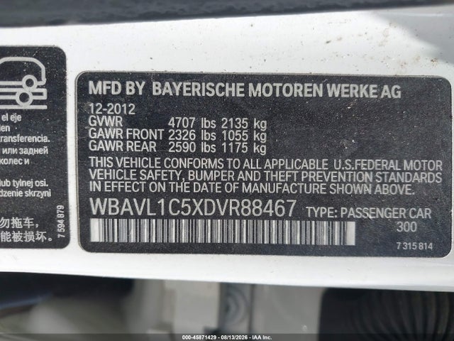 Aukcja sprzedaży 2013 Bmw X1 Xdrive28i, vin: WBAVL1C5XDVR88467, numer aukcji: 45871429