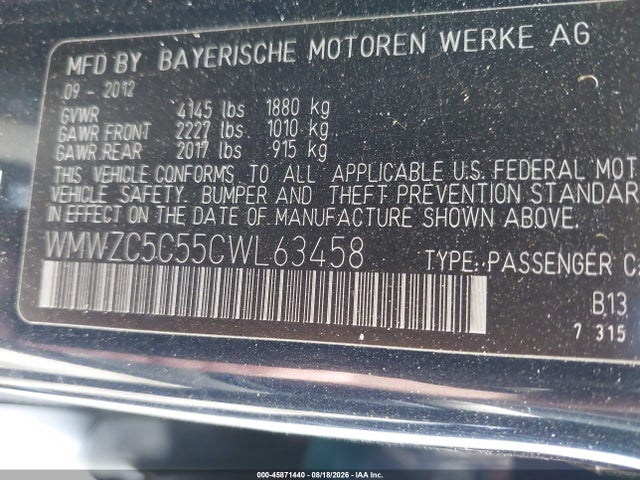 Продажа на аукционе авто 2012 Mini Cooper S Countryman, vin: WMWZC5C55CWL63458, номер лота: 45871440