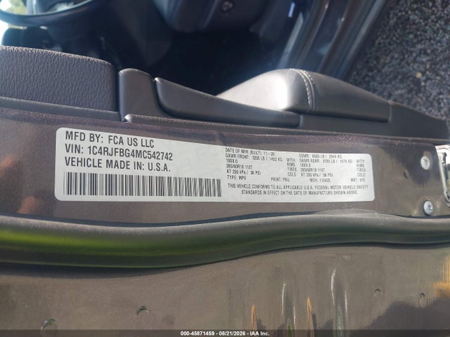 Aukcja sprzedaży 2021 Jeep Grand Cherokee Limited 4x4, vin: 1C4RJFBG4MC542742, numer aukcji: 45871459
