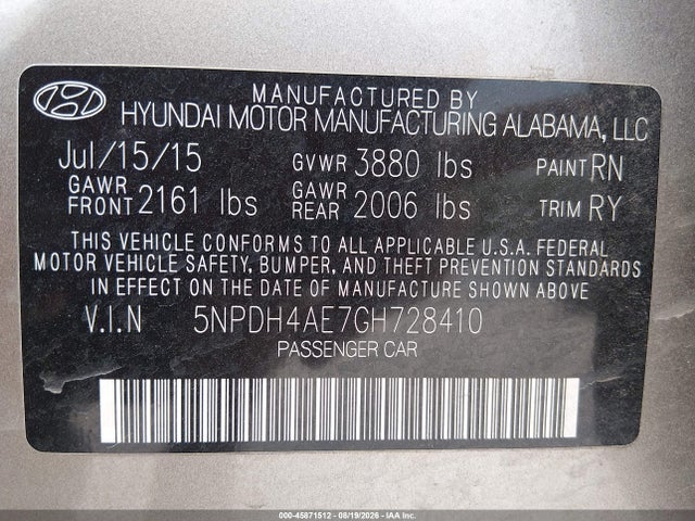 Hyundai Elantra Value Edition 2016 5NPDH4AE7GH728410 Image 9