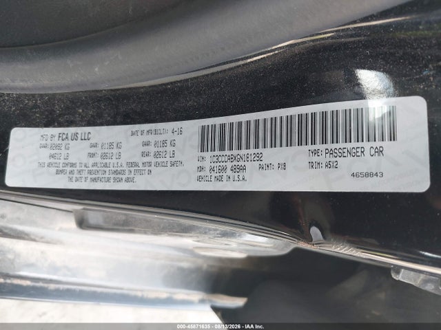 Aukcja sprzedaży 2016 Chrysler 200 Limited, vin: 1C3CCCABXGN181292, numer aukcji: 45871635