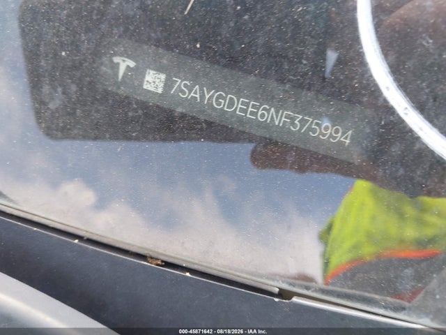 Продаж на аукціоні авто 2022 Tesla Model Y Long Range Dual Motor All-wheel Drive, vin: 7SAYGDEE6NF375994, номер лоту: 45871642