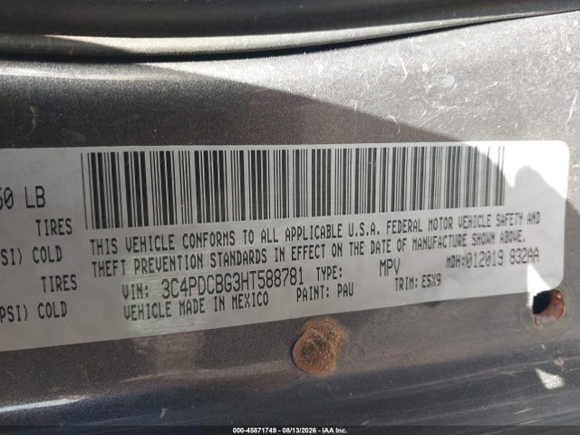 45871749 :رقم المزاد ، 3C4PDCBG3HT588781 vin ، 2017 Dodge Journey Sxt مزاد بيع