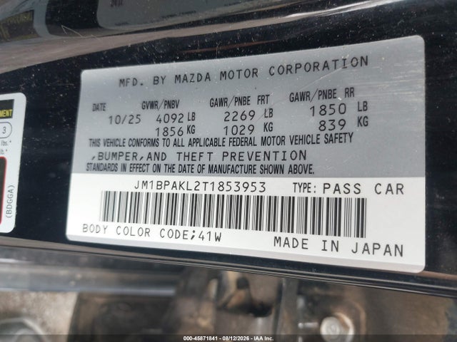 Продажа на аукционе авто 2026 Mazda Mazda3 2.5 S Select Sport, vin: JM1BPAKL2T1853953, номер лота: 45871841