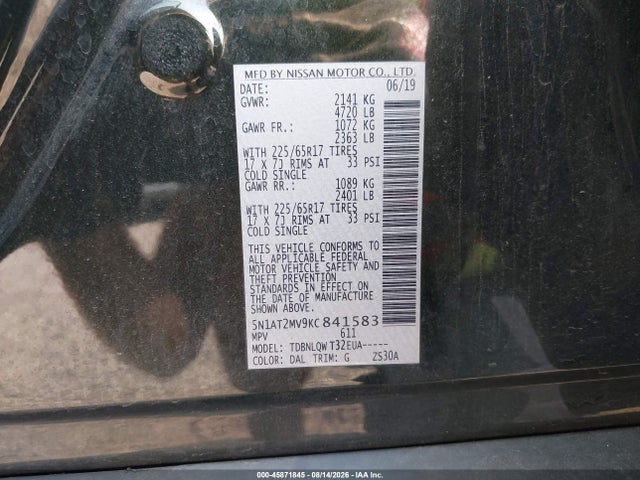 Nissan ROGUE SV 2019 5N1AT2MV9KC841583 Image 9