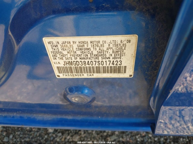 Продаж на аукціоні авто 2007 Honda Fit, vin: JHMGD38407S017423, номер лоту: 45871893