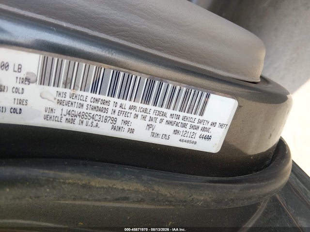 Продажа на аукционе авто 2004 Jeep Grand Cherokee Laredo, vin: 1J4GW48S54C318799, номер лота: 45871970