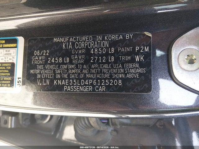 Aukcja sprzedaży 2023 Kia Stinger Gt-line, vin: KNAE35LD4P6125208, numer aukcji: 45872126
