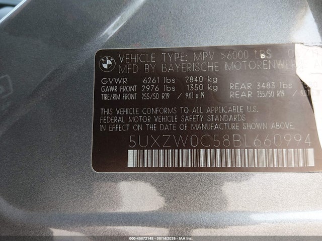 2011 Bmw X5 Xdrive35d მანქანა იყიდება აუქციონზე, vin: 5UXZW0C58BL660994, აუქციონის ნომერი: 45872148