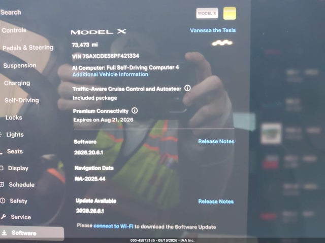 2023 Tesla Model X Dual Motor All-wheel Drive/standard Range მანქანა იყიდება აუქციონზე, vin: 7SAXCDE56PF421334, აუქციონის ნომერი: 45872185