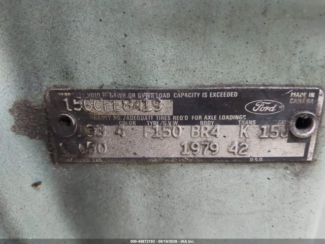 45872192 :رقم المزاد ، F15GCFE8419 vin ، 1979 Ford Ranger مزاد بيع