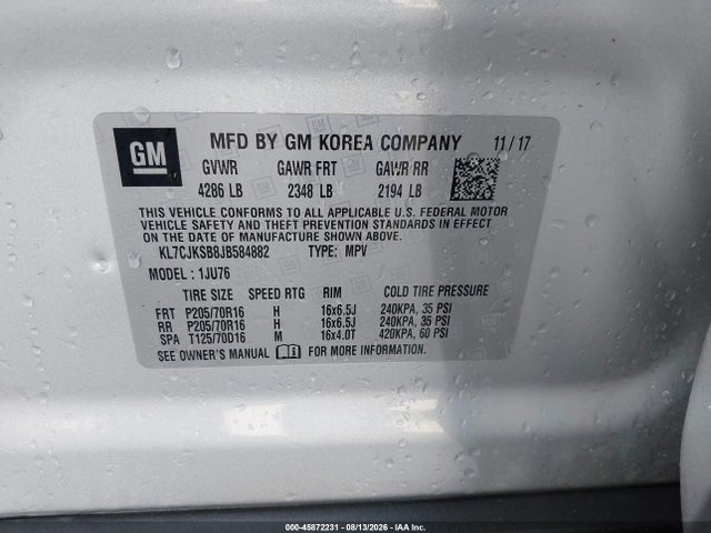 Chevrolet TRAX LS 2018 KL7CJKSB8JB584882 Image 9
