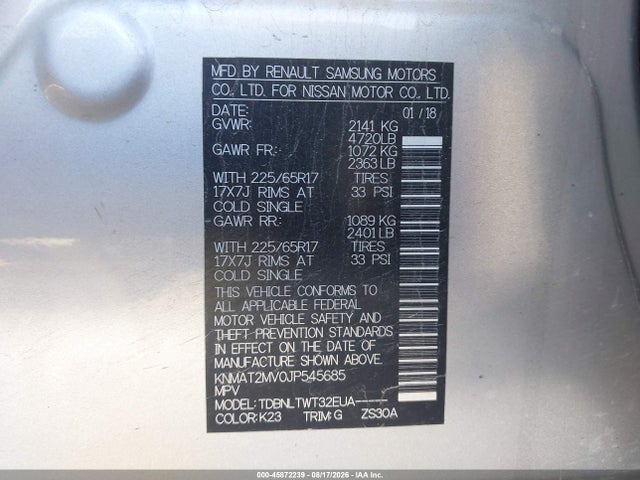 Nissan ROGUE SV 2018 KNMAT2MV0JP545685 Image 9