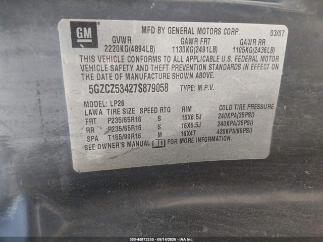 Продаж на аукціоні авто 2007 Saturn Vue V6, vin: 5GZCZ53427S879058, номер лоту: 45872255