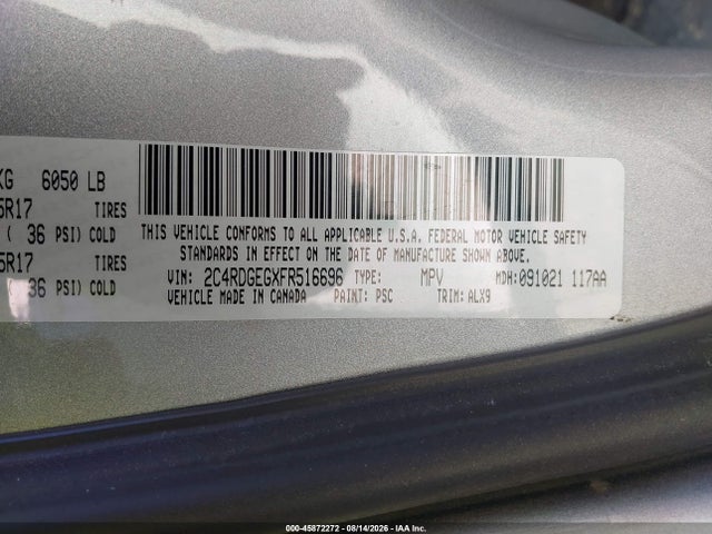Dodge Grand Caravan R/t 2015 2C4RDGEGXFR516696 Image 9