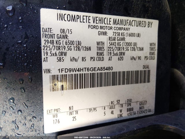 Продажа на аукционе авто 2016 Ford F-450 Chassis Xl, vin: 1FD9W4HT6GEA85480, номер лота: 45872386