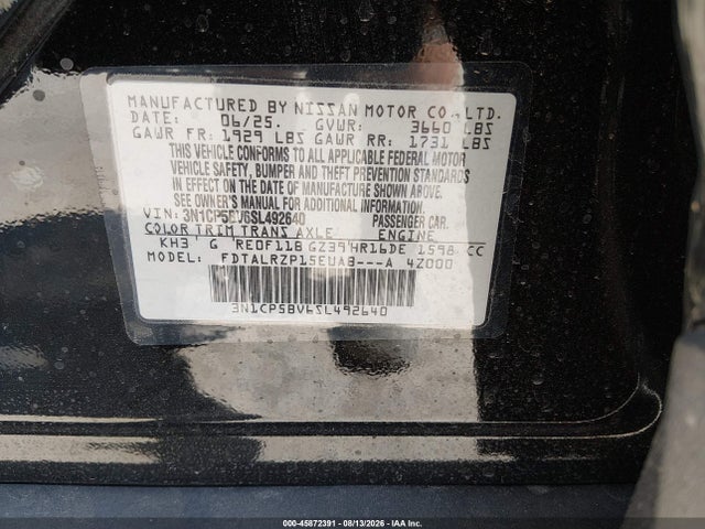 Продаж на аукціоні авто 2025 Nissan Kicks Play S, vin: 3N1CP5BV6SL492640, номер лоту: 45872391
