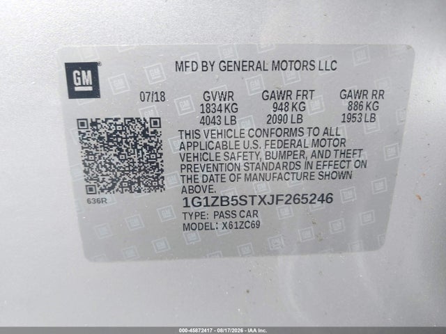 Chevrolet Malibu 1ls 2018 1G1ZB5STXJF265246 Image 9