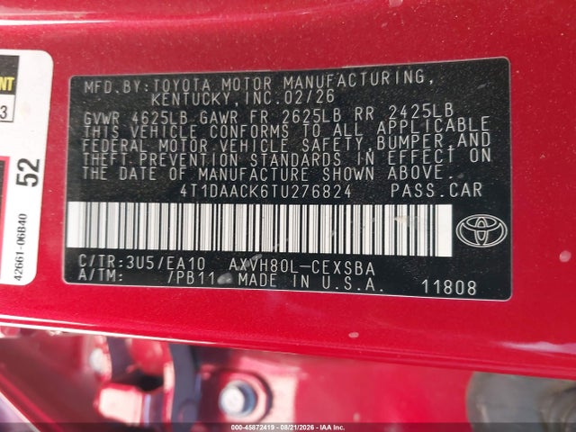 Toyota CAMRY SE 2026 4T1DAACK6TU276824 Image 9