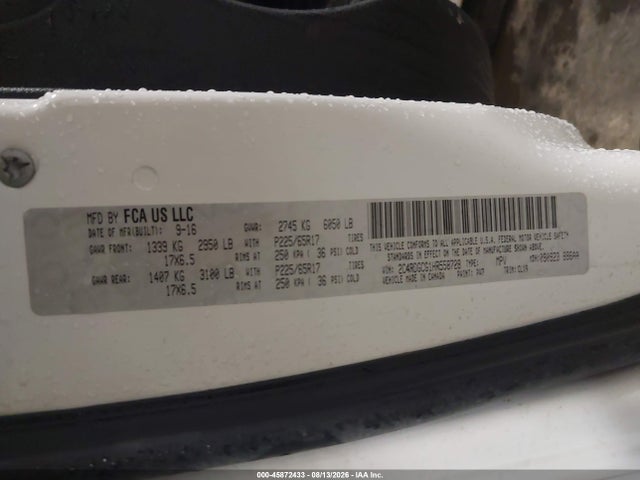45872433 :رقم المزاد ، 2C4RDGCG1HR558728 vin ، 2017 Dodge Grand Caravan Sxt مزاد بيع