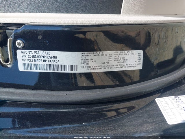 Aukcja sprzedaży 2023 Chrysler Pacifica Limited, vin: 2C4RC1GG9PR559408, numer aukcji: 45872620