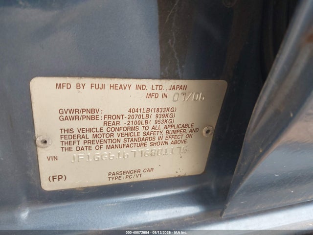 Продаж на аукціоні авто 2007 Subaru Impreza 2.5i, vin: JF1GG61677G801175, номер лоту: 45872654