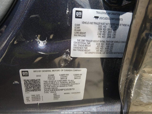 Продаж на аукціоні авто 2023 Chevrolet Silverado 1500 4wd  Standard Bed Lt, vin: 2GCUDDED9P1102873, номер лоту: 45872658