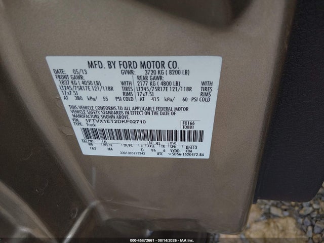 Продажа на аукционе авто 2013 Ford F-150 Xlt W/hd Payload Pkg, vin: 1FTVX1ET2DKF02710, номер лота: 45872661