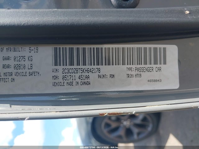 Aukcja sprzedaży 2019 Dodge Challenger R/t, vin: 2C3CDZBT5KH642178, numer aukcji: 45872704
