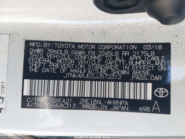 Toyota COROLLA IM 2018 JTNKARJE0JJ572312 Image 9