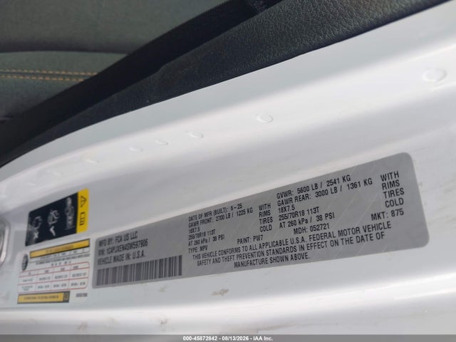 45872842 :رقم المزاد ، 1C4PJXEN4SW597906 vin ، 2025 Jeep Wrangler 4-door Sahara 4x4 مزاد بيع