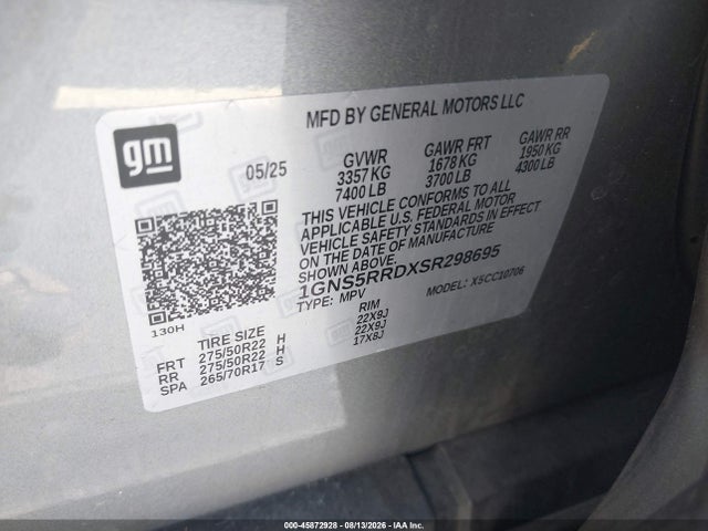 1GNS5RRDXSR298695 Chevrolet Tahoe 2wd Rst