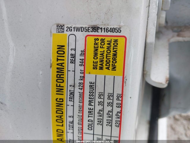 45872931 :رقم المزاد ، 2G1WD5E35E1164055 vin ، 2014 Chevrolet Impala Limited Police مزاد بيع