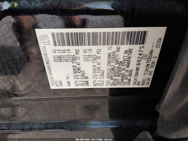 Продажа на аукционе авто 2021 Nissan Rogue Sv Fwd, vin: 5N1AT3BA4MC692475, номер лота: 45872995