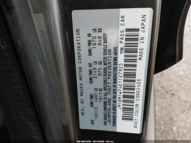Aukcja sprzedaży 2014 Mazda Mazda3 I Grand Touring, vin: JM1BM1W74E1127925, numer aukcji: 45873004
