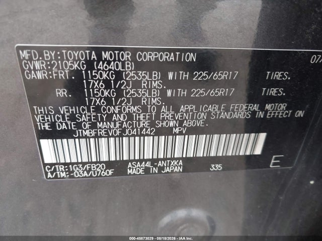 Toyota RAV4 LE 2015 JTMBFREV0FJ041442 Image 9