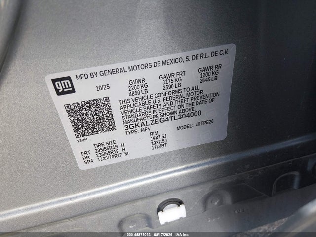 2026 Gmc Terrain Awd Denali მანქანა იყიდება აუქციონზე, vin: 3GKALZEG4TL304000, აუქციონის ნომერი: 45873033
